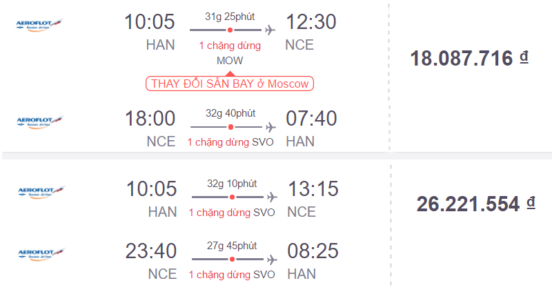 Vé máy bay đi Nice từ Hà Nội