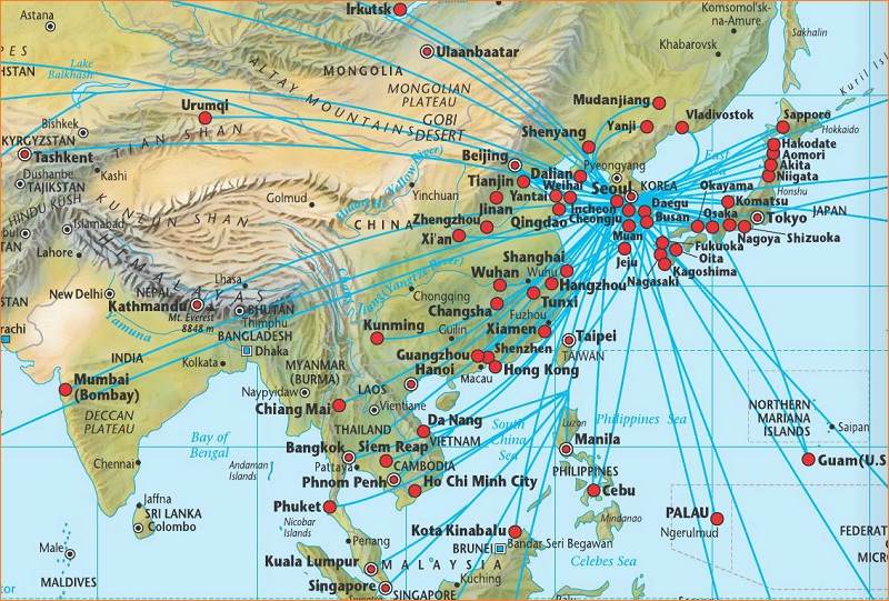 mạng và đường bay hãng Korean Air mạng và đường bay hãng Korean Air