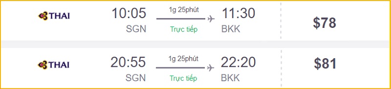 giá vé máy bay HCM đi Bangkok