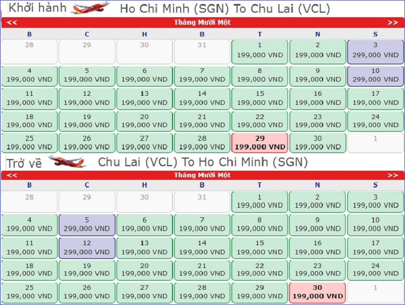 giá vé máy bay Vietjet air chu lai