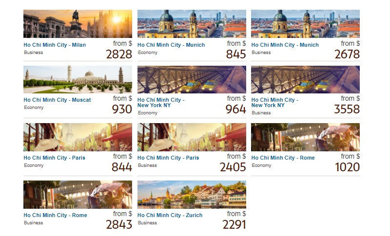 bảng giá vé etihad airways