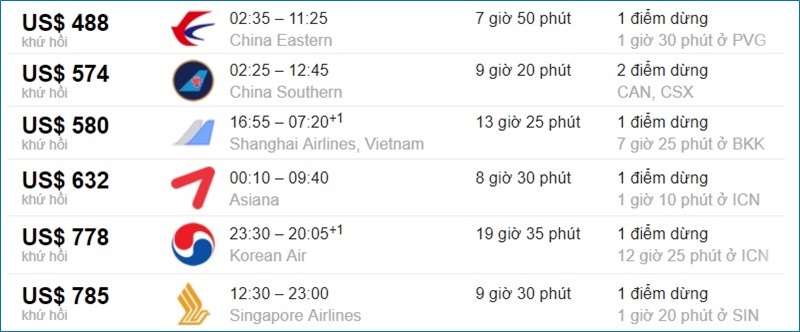 giá vé máy bay China Eastern Airlines