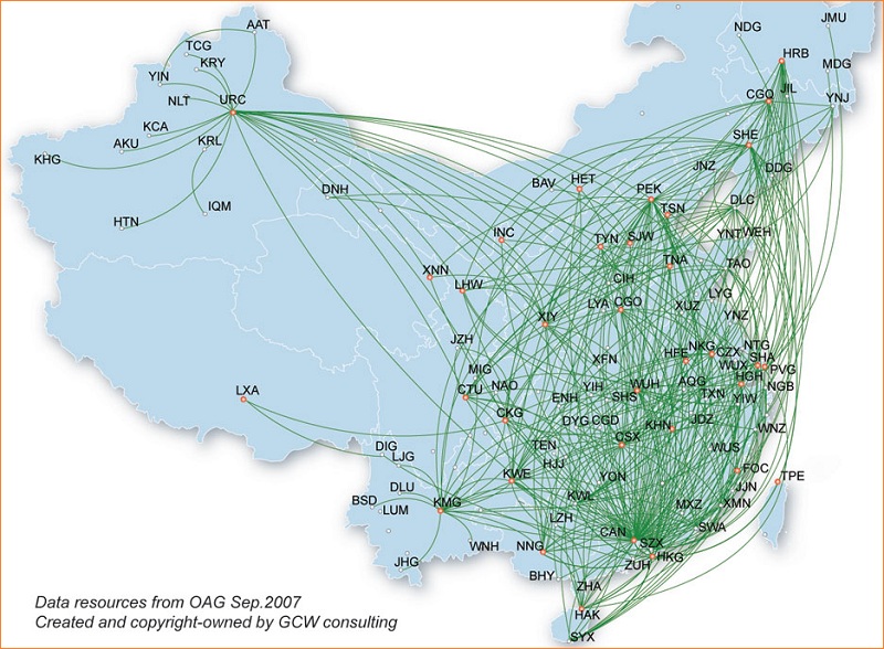 mạng đường bay hãng China Southern Airlines 